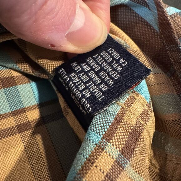 Panhandle Slim Rough Stock XXL Men's Plaid Check Shirt Tan Blue Brown Western - Picture 9 of 9